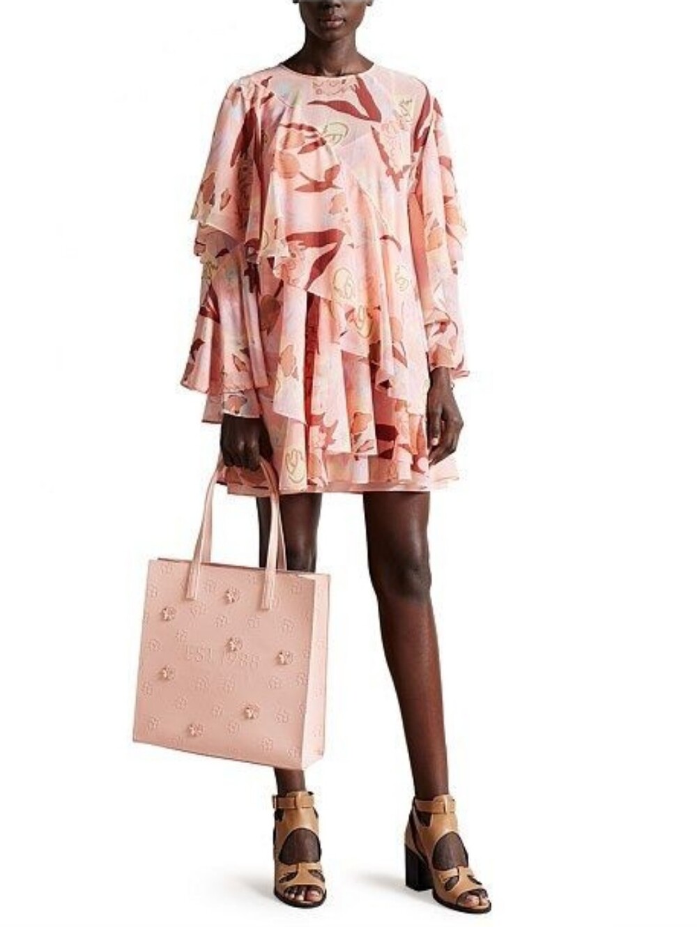 Ted Baker Pegaia Ruffle Long Sleeve Dress US Size 6 Ethereal Whimsical